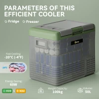Outsunny 50L Portable Car Refrigerator - Light Green and Grey(m-4)
