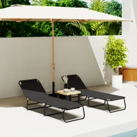Outsunny Garden Sun Lounger, with Five-Position Back - Black(m-8)