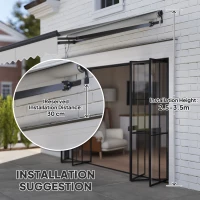 Outsunny 2.5 x 2m Electric Awning with Remote Controller, Aluminium Frame DIY Retractable Awning, UV30+ Sun Shade Canopy for Garden Patio Deck Door Window, Light Grey(m-7)