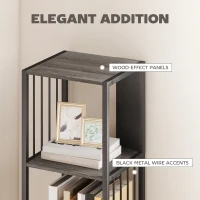 HOMCOM 5-Tier Bookshelf with Steel Frame - Grey(m-5)