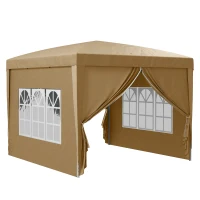 Outsunny 3x3(m) Pop-Up Gazebo, with Curtain Walls and Windows, Khaki(m-1)