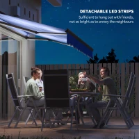 Outsunny 3 x 2.5m Electric Awning with LED Light and Remote Controller, Aluminium Frame DIY Retractable Awning, UV50+ Sun Shade Canopy for Garden Patio Deck Door Window, Blue(m-5)