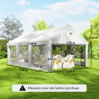 Outsunny 6 x 4 m Party Tent, Heavy Duty Gazebo Canopy with Windows, Outdoor Party Wedding Tent with 4 Removable Sidewalls(m-3)