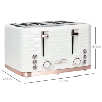 HOMCOM Four-Slice Rippled Toaster - White(m-3)