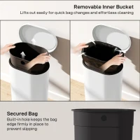 HOMCOM 30 L Modern Curved Kitchen Bin - Cream(m-7)