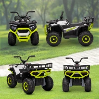 AIYAPLAY 12V Kids Electric Ride on ATV, Battery-Powered Quad Bike w/ Spring Suspension, Forward Backward, Storage Basket, Green(m-8)