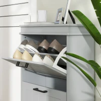 HOMCOM Two-Drawer Minimalistic 10-Shoe Cabinet - Grey(m-9)