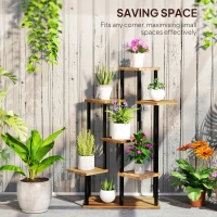 Outsunny Seven Wooden Shelf Plant Stand(m-6)