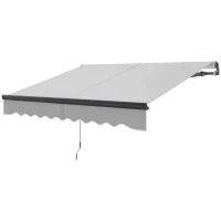 Outsunny 2.5 x 2m Electric Awning with Remote Controller, Aluminium Frame DIY Retractable Awning, UV30+ Sun Shade Canopy for Garden Patio Deck Door Window, Light Grey(m-11)