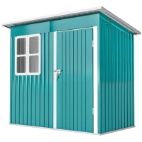 Outsunny 7 x 4ft Galvanised Steel Garden Shed, with Lock and Gloves - Green(m-11)