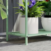 Outsunny 2 Tier Plant Stand, Metal Plant Rack Shelf with Drain Holes, Floor-standing Flower Pot Stand for Indoor Outdoor Garden Patio Balcony Living Room, Green(m-9)