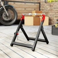 HOMCOM Foldable Motorcycle Wheel Balancer Truing Stand with Spoke Wrench, Steel Bike Tyre Rim Balancing Stand with Aluminium Shaft, Fits Wheels up to 23" in Diameter, 5" in Width, Black(m-9)