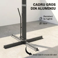 Outsunny Umbrelă Suspendată cu manivelă și bază în cruce, din poliester, aluminiu și metal, 365x297x256 cm, gri deschis(m-7)