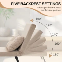 HOMCOM 4-in-1 Velvet-Feel Single Chair Bed, with Pillow - Beige(m-5)