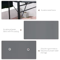 Outsunny 3 x 2.5m Patio Metal Gazebo Door Window Awning Wall Mount Metal Outdoor Shelter Charcoal Grey(m-6)