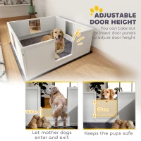 PawHut Whelping Box for Dogs with Whelping Pad, Adjustable Entrance, Non-slip Foot Pads, for Large Dogs, 124 x 120cm(m-5)