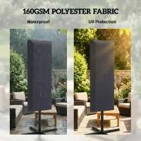 Outsunny Garden Parasol Cover with Rod, Zipper, Dark Grey(m-5)