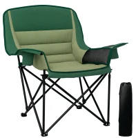 Outsunny Portable Padded Camping Chair, with Bag - Olive Green(m-10)