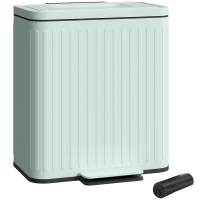 HOMCOM 40L Dual Compartment Rubbish Bin, with Soft-Close Lid - Green(m-10)