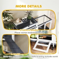 PawHut Wooden Rabbit Hutch w/ Run, 2-Tier Guinea Pig Hutch with Run, Wheels, 3 Plastic Trays, 2 Openable Tops, for 2-3 Rabbits(m-8)