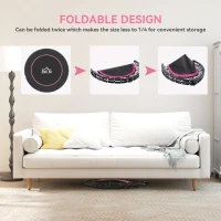 HOMCOM 45" Foldable Mini Fitness Trampoline, with Adjustable Foam Handle, Pink(m-5)