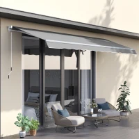 Outsunny Awning Canopy Manual Retractable Porch Sun Shade Shelter 3 x 2m Light Grey(m-2)