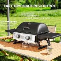 Outsunny Two-Burner Compact Gas Grill - Black(m-6)