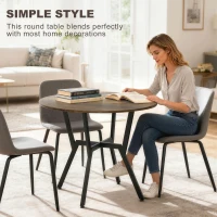 HOMCOM Dining Table, Round Kitchen Table with Black Legs, Anti-slip Foot Pads for Living Room, Dining Room 90 x 76 cm, Rustic Brown(m-4)
