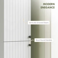HOMCOM Wall Mounted Tall Bathroom Storage Cabinet with Soft-Close Hinges, Slim Bathroom Cabinet with 2 Doors, White(m-7)