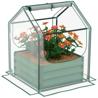 Outsunny 61 x 61cm Garden Planter Bed, with Cover - Green(m-10)