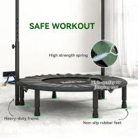 HOMCOM 40" Foldable Mini Fitness Trampoline, with Adjustable Foam Handle, Green(m-6)