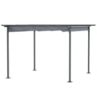 Outsunny 3.5M X 3.5M Metal Pergola Gazebo Awning Retractable Canopy Outdoor Garden Sun Shade Shelter Marquee Party BBQ, Grey(m-11)