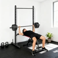HOMCOM Adjustable Squat Rack, with Pull Up Bar, Barbell Bar for Home Gym(m-9)