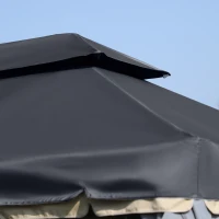Outsunny 3 x 4m Aluminium Garden Gazebo, Marquee Canopy Shelter Pavilion Party Tent with Nets and Curtains for Garden and Deck, Black(m-9)