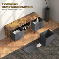 HOMCOM TV Cabinet Stand Unit for TVs up to 50'' with Foldable Drawers, Entertainment Centre for Living Room Rustic Brown(m-5)