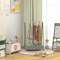 AIYAPLAY Baby Clothing Rack with Hangers, Storage Shelf for Bedroom, Leaf Theme, for Ages 3-6, Green(m-9)