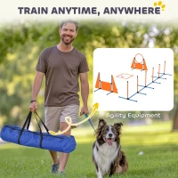 PawHut 6-Piece Dog Agility Equipment Set with Weave Poles, Jump Ring, Hurdle, Pause Box, Bag, Orange(m-7)