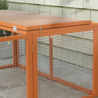 PawHut Wooden Folding Rabbit Hutch, for 2-3 Rabbits - Orange(m-8)