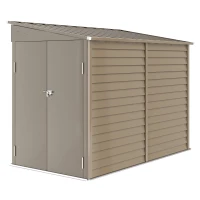 Outsunny 5 x 9ft Galvanised Metal Garden Shed with Foundation Kit, Outdoor Lean-to Shed, Tool Storage House for Garden, Brown(m-1)