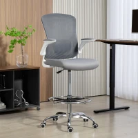 HOMCOM Draughtsman Chair, with Adjustable Lumbar - Charcoal Grey(m-9)
