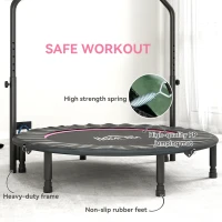 HOMCOM 48" Foldable Mini Fitness Trampoline, with Adjustable Foam Handle, Pink(m-6)