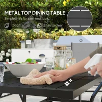 Outsunny Seven-Piece Steel Outdoor Dining Set, with Parasol Hole - Grey(m-5)