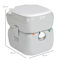 Outsunny Portable Toilet for Adults, 22L Camping Toilet with Seat, Lid and Anti-Leak Handle Pump, Outdoor Travel Toilet with Detachable Tanks for Camping, Boating, Hiking, Travel, RV, Grey(m-3)