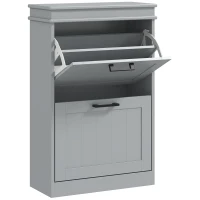 HOMCOM Two-Drawer Minimalistic 10-Shoe Cabinet - Grey(m-1)