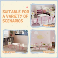 AIYAPLAY 3-Piece Toddler Table and Chair Set, Kids Table with 2 Chairs Set for Bedroom, Nursery, Playroom, Pink(m-8)