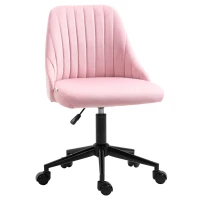 Vinsetto Velvet-Feel Armless Office Chair - Pink(m-11)