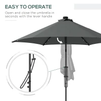 Outsunny 3(m) Solar LED Cantilever Parasol - Dark Grey(m-4)