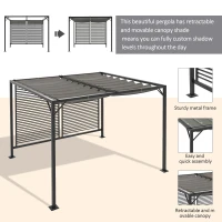 Outsunny 3 x 2.8m Metal Pergola, with Retractable Fabric Roof - Grey(m-4)
