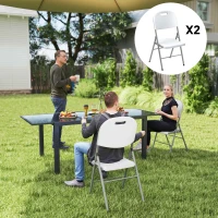 Outsunny Set of Two Foldable Outdoor Chairs - White(m-2)