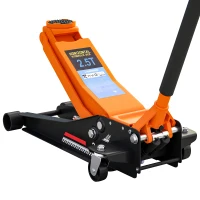 HOMCOM 2.5 Ton Hydraulic Low-Profile Floor Jack, with 7.5-47cm Lifting Range, Wheels, Orange(m-1)